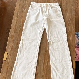 Zara High Rise Straight Leg Jeans in White